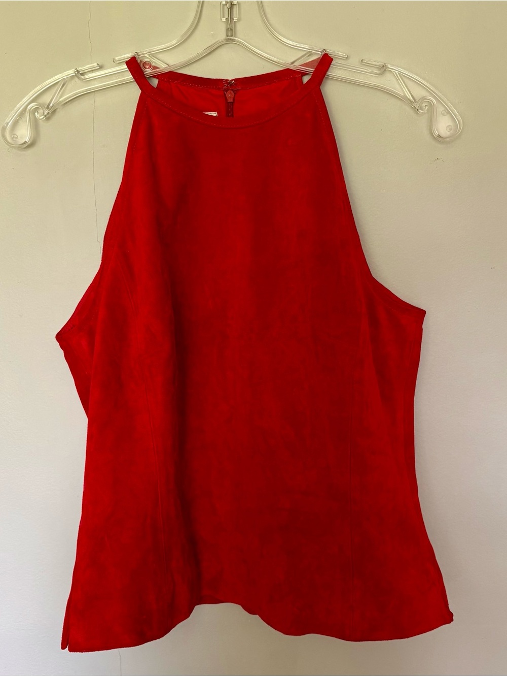 Y2K Nine West Suede Red High-Neck Halter Women’s Top - Size 8